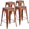 Flash Furniture Copper No Back Metal Stool, 24", PK4 4-ET-BT3503-24-POC-WD-GG - alternate 2